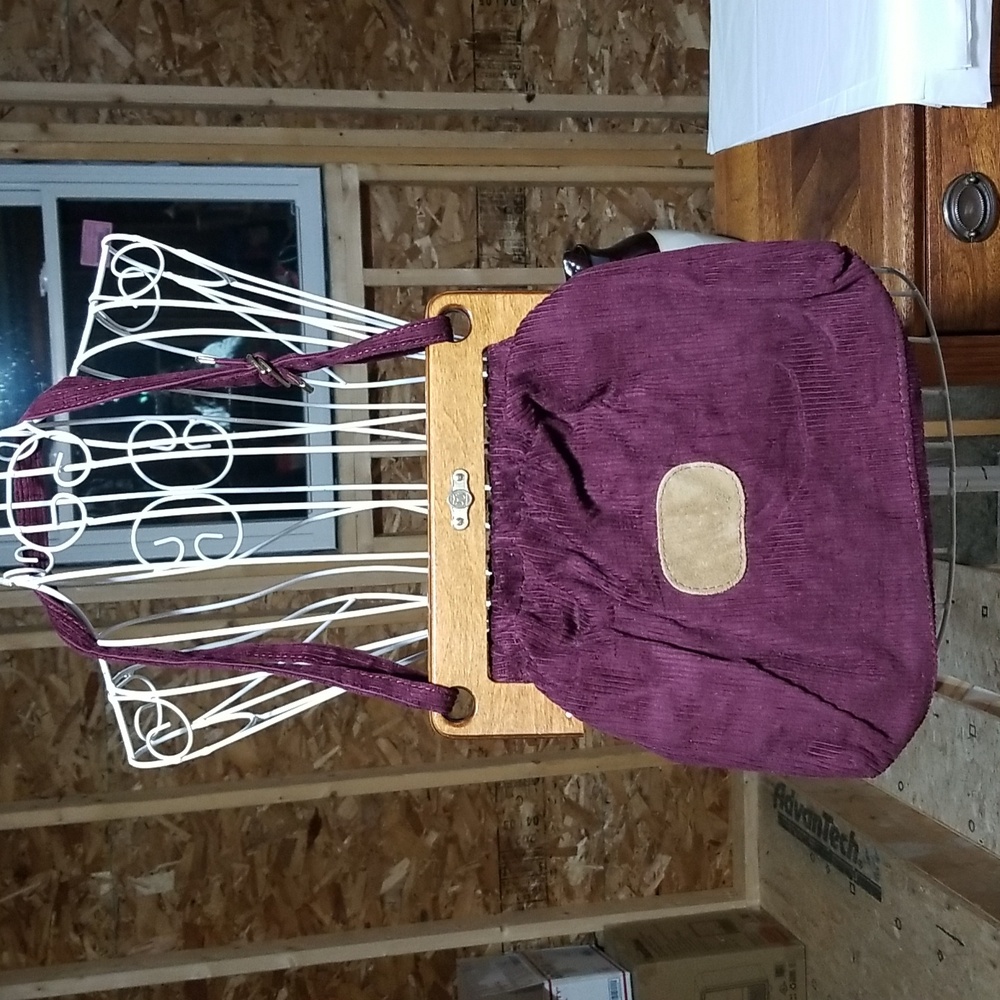 Vintage FS Originals wine corduroy bag with wooden closure